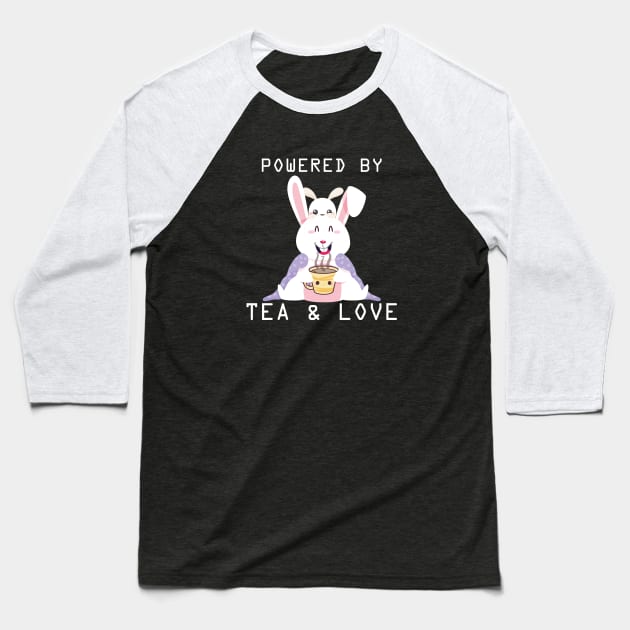 funny bunny design  pwered by love and tea Baseball T-Shirt by youki